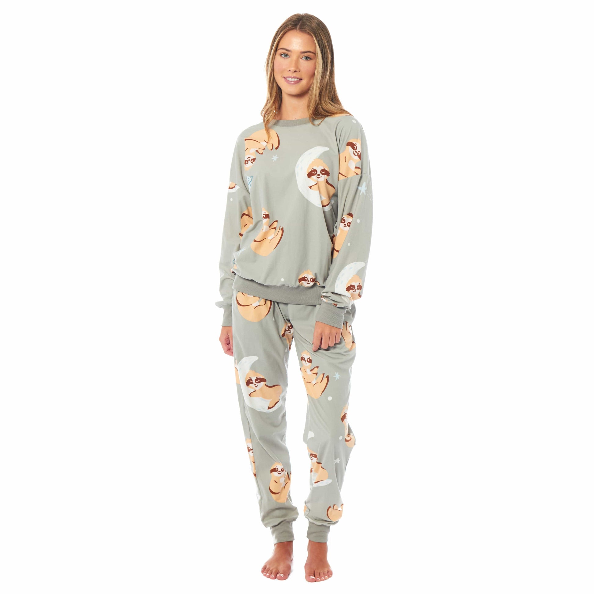 Women's Sloth Soft Fleece Pyjama Set Long Sleeve Animal Print Warm PJs Loungewear Sleepwear for Ladies by Daisy Dreamer SMALL | 8-10 / SLOTH Daisy Dreamer Pyjamas