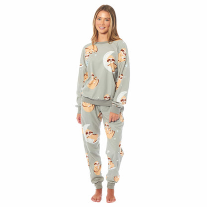 Women's Sloth Soft Fleece Pyjama Set Long Sleeve Animal Print Warm PJs Loungewear Sleepwear for Ladies by Daisy Dreamer SMALL | 8-10 / SLOTH Daisy Dreamer Pyjamas