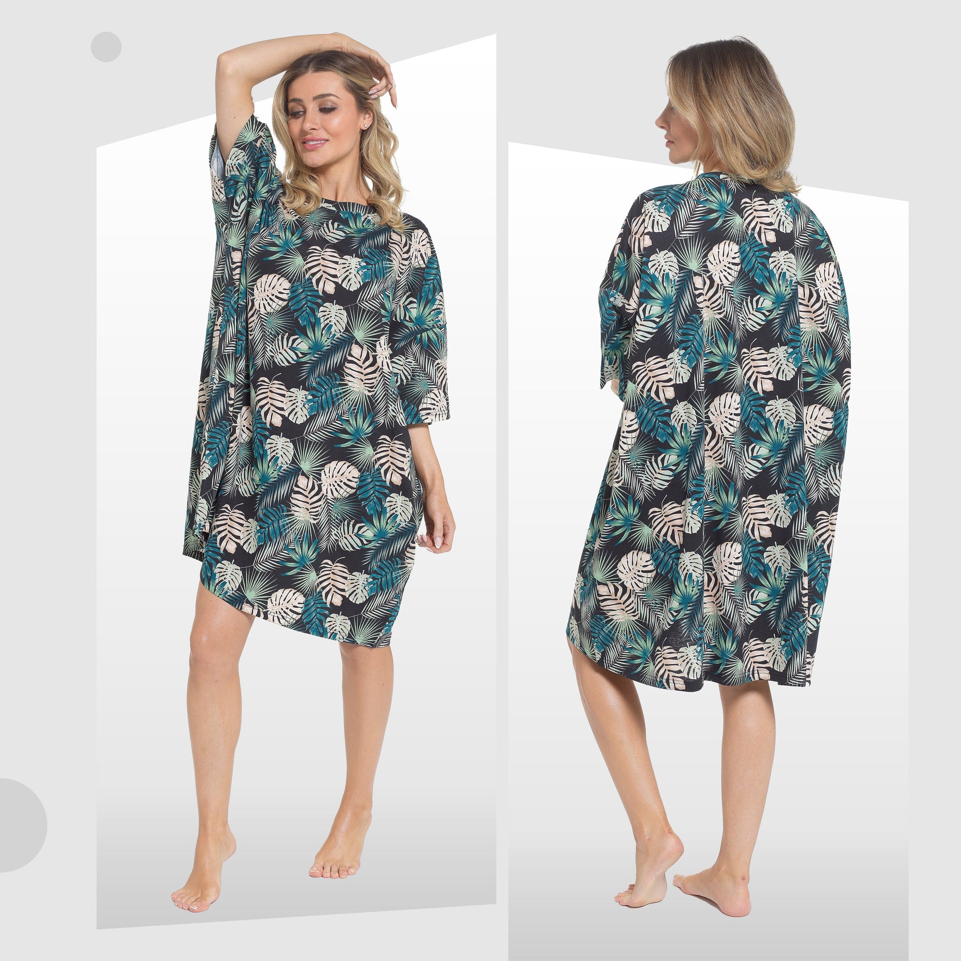 Women's Tropical Baggy Nighty Dress Oversized T-Shirt Nighties 100% Cotton Short Sleeved Nightshirt for Ladies by Daisy Dreamer TROPICAL Daisy Dreamer Night Dress