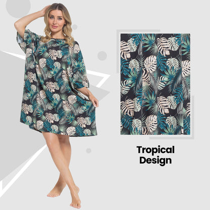 Women's Tropical Baggy Nighty Dress Oversized T-Shirt Nighties 100% Cotton Short Sleeved Nightshirt for Ladies by Daisy Dreamer TROPICAL Daisy Dreamer Night Dress