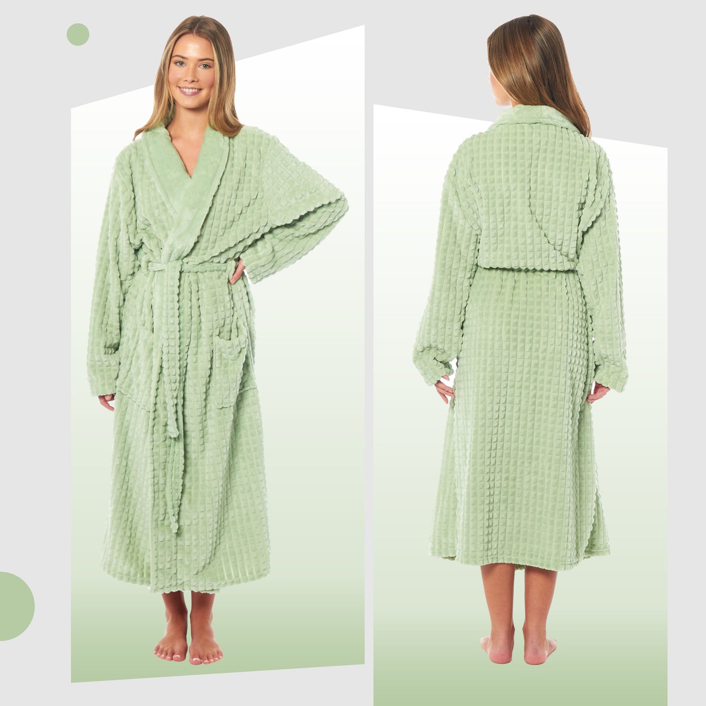 Womens Luxury  Fleece Robe Checked Soft Warm Long Dressing Gown with Belt and Pockets Loungewear by Daisy Dreamer Daisy Dreamer Dressing Gown