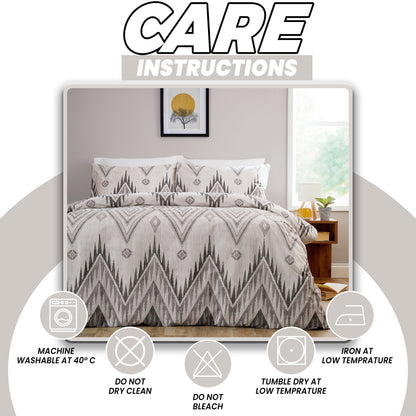 Zermatt Grey 200 Thread Count Cotton Duvet Cover Set Printed Quilt Covers With Pillowcases Bedding Bed Linen Sets by OLIVIA ROCCO Duvet Cover