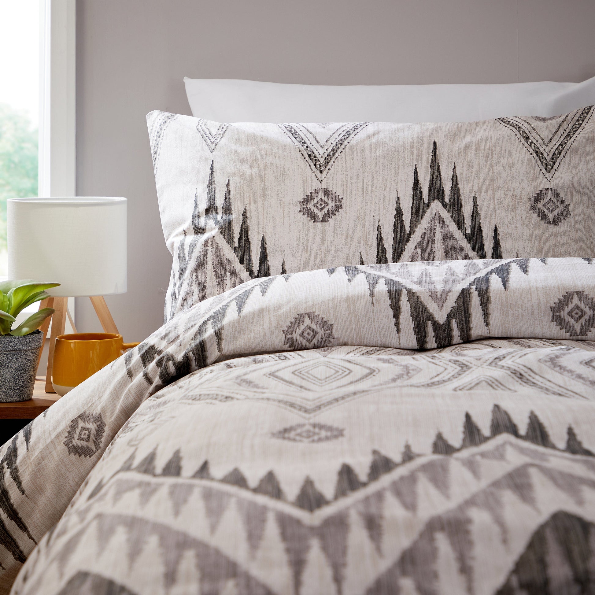 Zermatt Grey 200 Thread Count Cotton Duvet Cover Set Printed Quilt Covers With Pillowcases Bedding Bed Linen Sets by OLIVIA ROCCO Duvet Cover