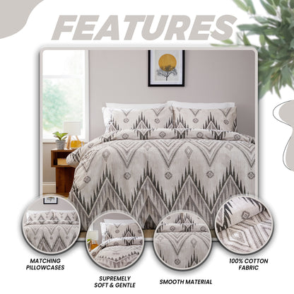 Zermatt Grey 200 Thread Count Cotton Duvet Cover Set Printed Quilt Covers With Pillowcases Bedding Bed Linen Sets by OLIVIA ROCCO Duvet Cover