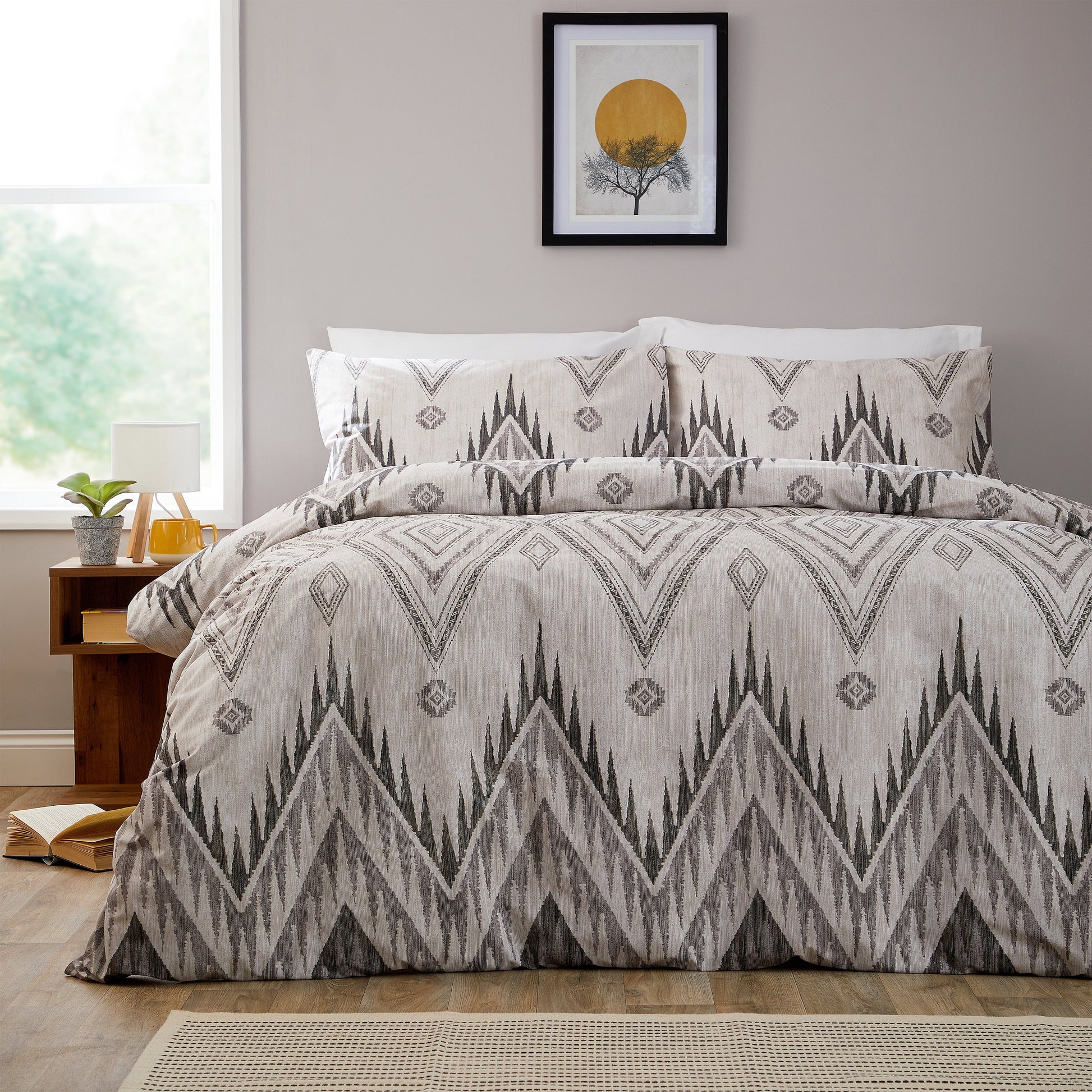 Zermatt Grey 200 Thread Count Cotton Duvet Cover Set Printed Quilt Covers With Pillowcases Bedding Bed Linen Sets by OLIVIA ROCCO SINGLE Duvet Cover