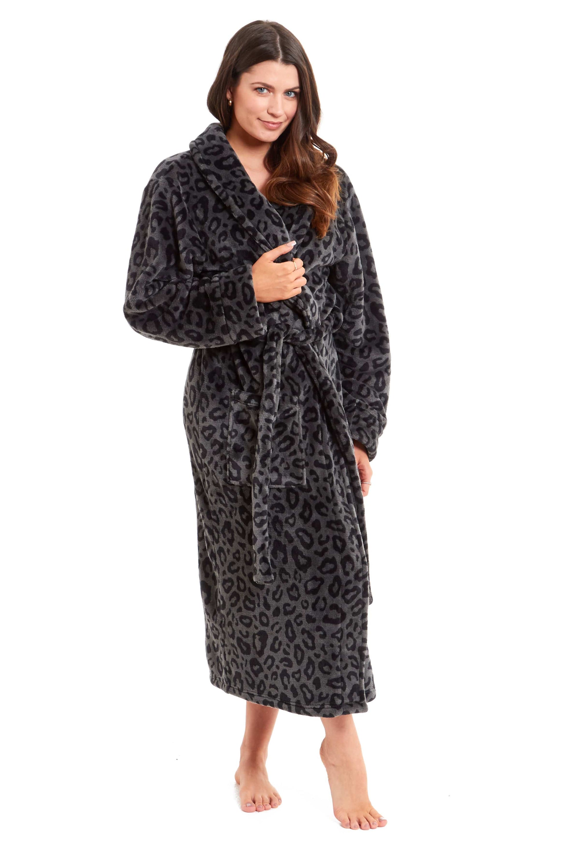 Black Leopard Plush Robe