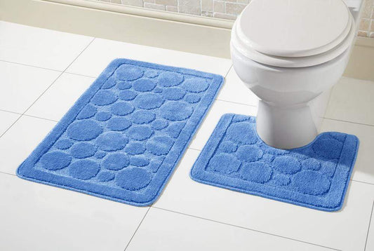 Cali Bath Mat Set Luxury Super Soft Non-Slip Ultra Absorbent Bathroom Mats in Multiple Colours and Sizes for Comfort and Safety by OLIVIA ROCCO BLUE Bath Mat