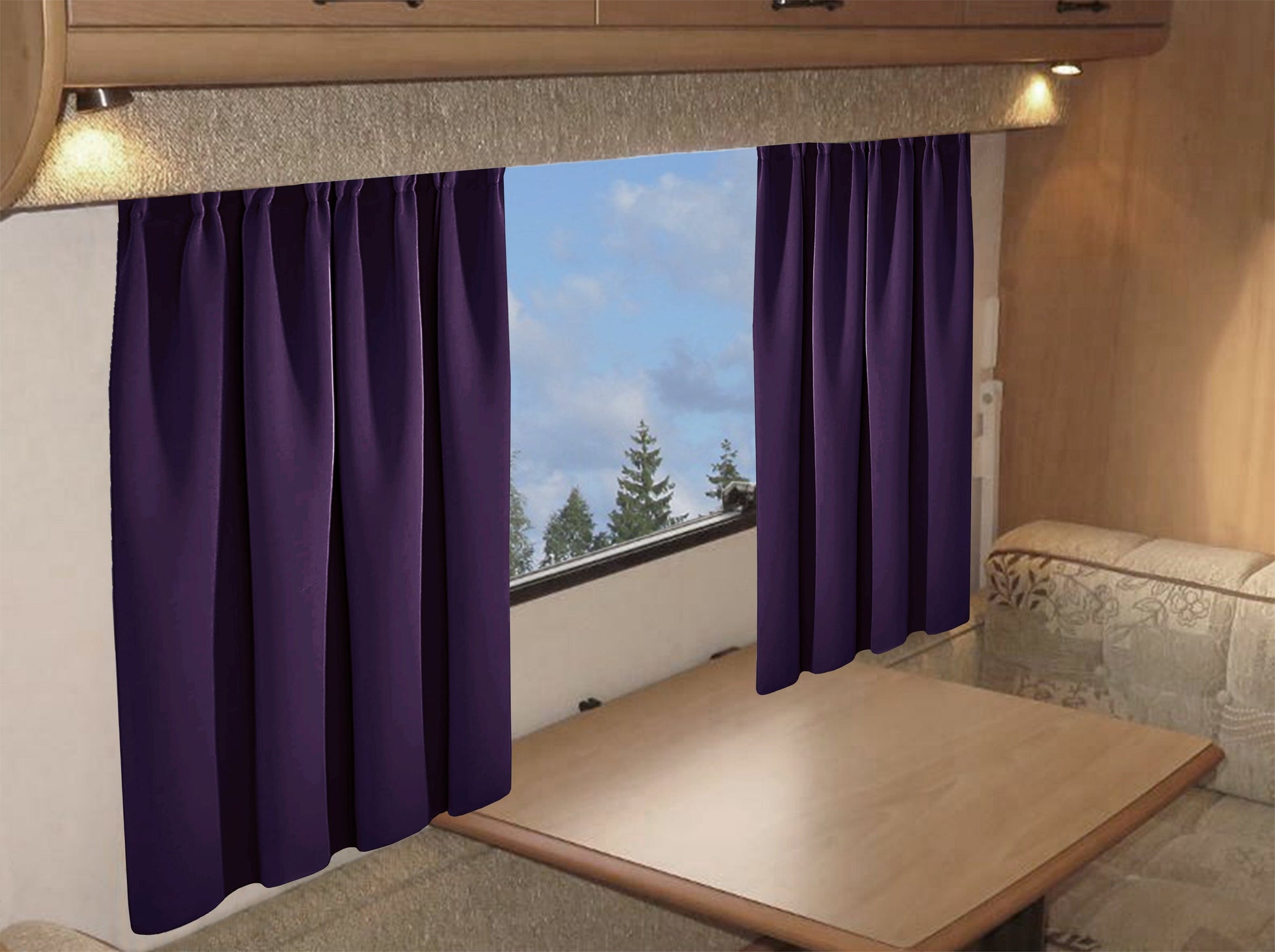 Caravan Blackout Curtains, Campervan Window Tape Top Panels
