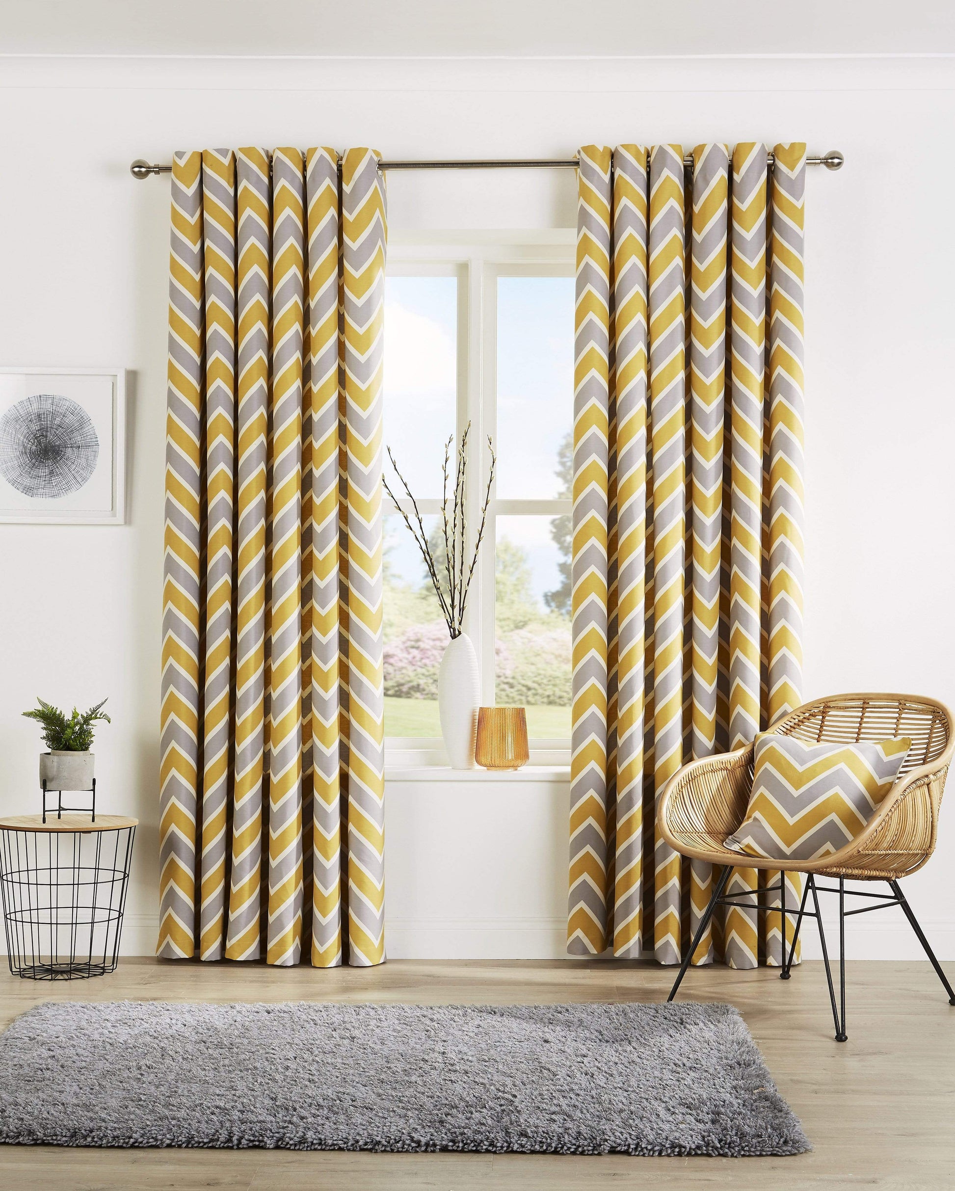 Chevron Pattern Curtains with Matching Cushion Covers Luxurious High-Quality Polyester Cotton Blend for Living Room and Bedroom Multiple Sizes OEKO-TEX Certified by OLIVIA ROCCO 46” x 54” / OCHRE Curtain
