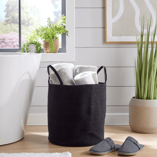 Cotton Laundry Baskets Storage Container with Handle BLACK OLIVIA ROCCO Laundry Basktets