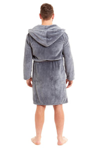 Hooded Ultra-Absorbing Plush Flannel Bathrobe for Men Soft Fleece Warm Dressing Gown Perfect for Home Hotel Gym Spa and Lounge in Stylish Colours by Daisy Dreamer Dressing Gown