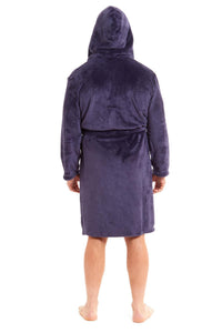 Hooded Ultra-Absorbing Plush Flannel Bathrobe for Men Soft Fleece Warm Dressing Gown Perfect for Home Hotel Gym Spa and Lounge in Stylish Colours by Daisy Dreamer Dressing Gown