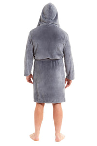Hooded Ultra-Absorbing Plush Flannel Bathrobe for Men Soft Fleece Warm Dressing Gown Perfect for Home Hotel Gym Spa and Lounge in Stylish Colours by Daisy Dreamer Dressing Gown