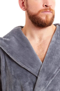 Hooded Ultra-Absorbing Plush Flannel Bathrobe for Men Soft Fleece Warm Dressing Gown Perfect for Home Hotel Gym Spa and Lounge in Stylish Colours by Daisy Dreamer Dressing Gown