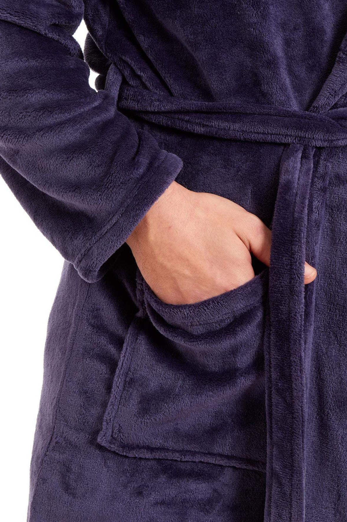 Hooded Ultra-Absorbing Plush Flannel Bathrobe for Men Soft Fleece Warm Dressing Gown Perfect for Home Hotel Gym Spa and Lounge in Stylish Colours by Daisy Dreamer Dressing Gown