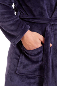 Hooded Ultra-Absorbing Plush Flannel Bathrobe for Men Soft Fleece Warm Dressing Gown Perfect for Home Hotel Gym Spa and Lounge in Stylish Colours by Daisy Dreamer Dressing Gown
