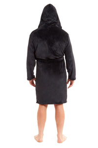 Hooded Ultra-Absorbing Plush Flannel Bathrobe for Men Soft Fleece Warm Dressing Gown Perfect for Home Hotel Gym Spa and Lounge in Stylish Colours by Daisy Dreamer Dressing Gown