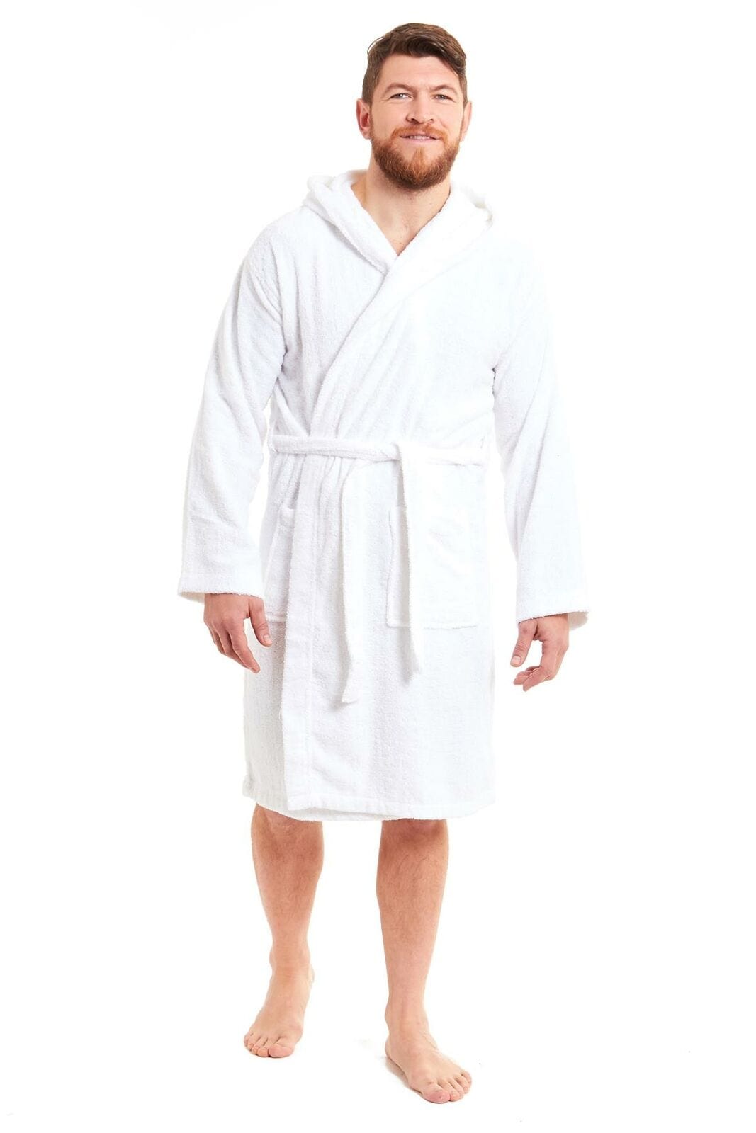 Men's Luxury Bamboo Cotton Hooded Bathrobe Ultra-Soft Towelling Robe for Home Gym and Spa in Multiple Sizes and Colours by Daisy Dreamer Dressing Gown