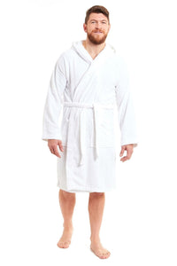 Men's Luxury Bamboo Cotton Hooded Bathrobe Ultra-Soft Towelling Robe for Home Gym and Spa in Multiple Sizes and Colours by Daisy Dreamer Dressing Gown