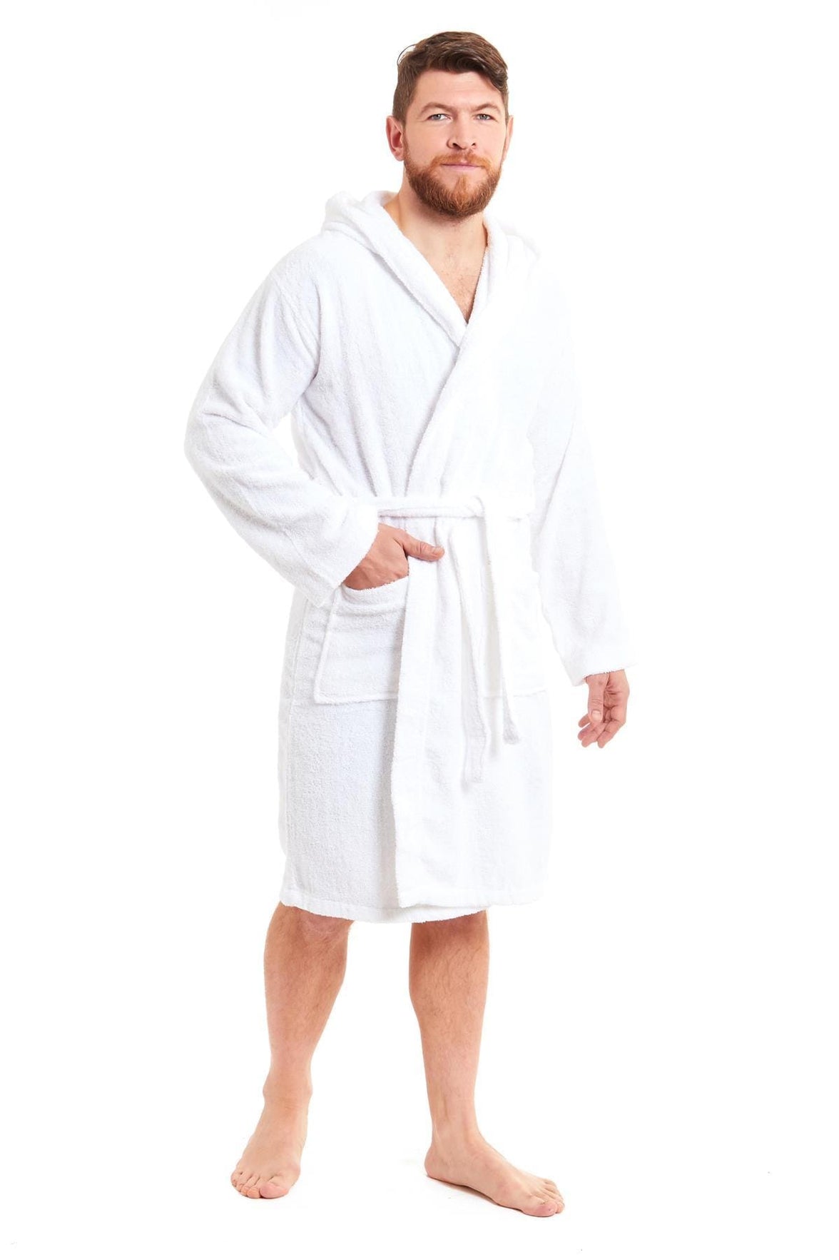 Men's Luxury Bamboo Cotton Hooded Bathrobe Ultra-Soft Towelling Robe for Home Gym and Spa in Multiple Sizes and Colours by Daisy Dreamer Dressing Gown