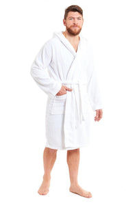 Men's Luxury Bamboo Cotton Hooded Bathrobe Ultra-Soft Towelling Robe for Home Gym and Spa in Multiple Sizes and Colours by Daisy Dreamer Dressing Gown