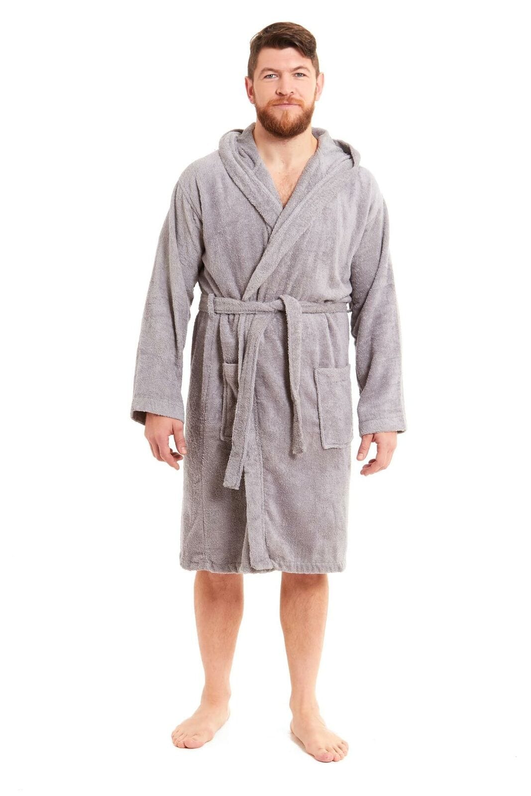 Men's Luxury Bamboo Cotton Hooded Bathrobe Ultra-Soft Towelling Robe for Home Gym and Spa in Multiple Sizes and Colours by Daisy Dreamer Dressing Gown