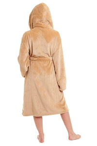 Women's Ultra-Soft Hooded Plush Fleece Dressing Gown Warm Velvet Bathrobe for Lounging and Relaxing in Winter by Daisy Dreamer Dressing Gown