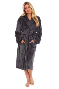 Women's Ultra-Soft Hooded Plush Fleece Dressing Gown Warm Velvet Bathrobe for Lounging and Relaxing in Winter by Daisy Dreamer Dressing Gown