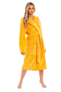 Women's Ultra-Soft Hooded Plush Fleece Dressing Gown Warm Velvet Bathrobe for Lounging and Relaxing in Winter by Daisy Dreamer Dressing Gown