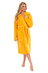 Women's Ultra-Soft Hooded Plush Fleece Dressing Gown Warm Velvet Bathrobe for Lounging and Relaxing in Winter by Daisy Dreamer Dressing Gown