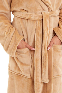 Women's Ultra-Soft Hooded Plush Fleece Dressing Gown Warm Velvet Bathrobe for Lounging and Relaxing in Winter by Daisy Dreamer Dressing Gown
