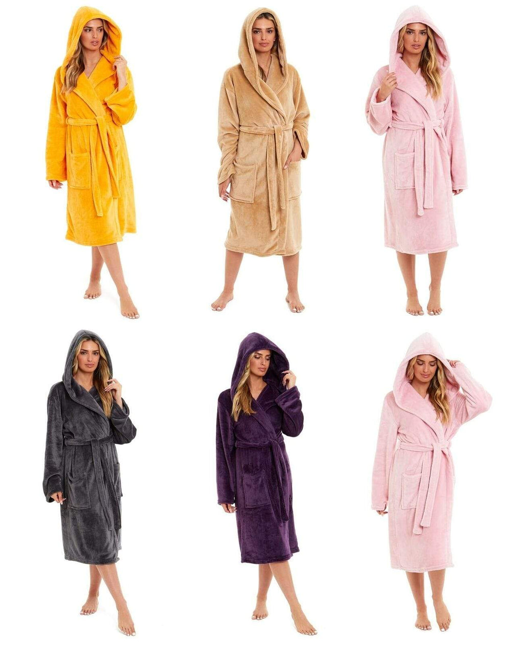 Women's Ultra-Soft Hooded Plush Fleece Dressing Gown Warm Velvet Bathrobe for Lounging and Relaxing in Winter by Daisy Dreamer Dressing Gown