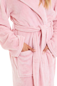 Women's Ultra-Soft Hooded Plush Fleece Dressing Gown Warm Velvet Bathrobe for Lounging and Relaxing in Winter by Daisy Dreamer Dressing Gown