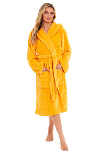 Women's Ultra-Soft Hooded Plush Fleece Dressing Gown Warm Velvet Bathrobe for Lounging and Relaxing in Winter by Daisy Dreamer Dressing Gown