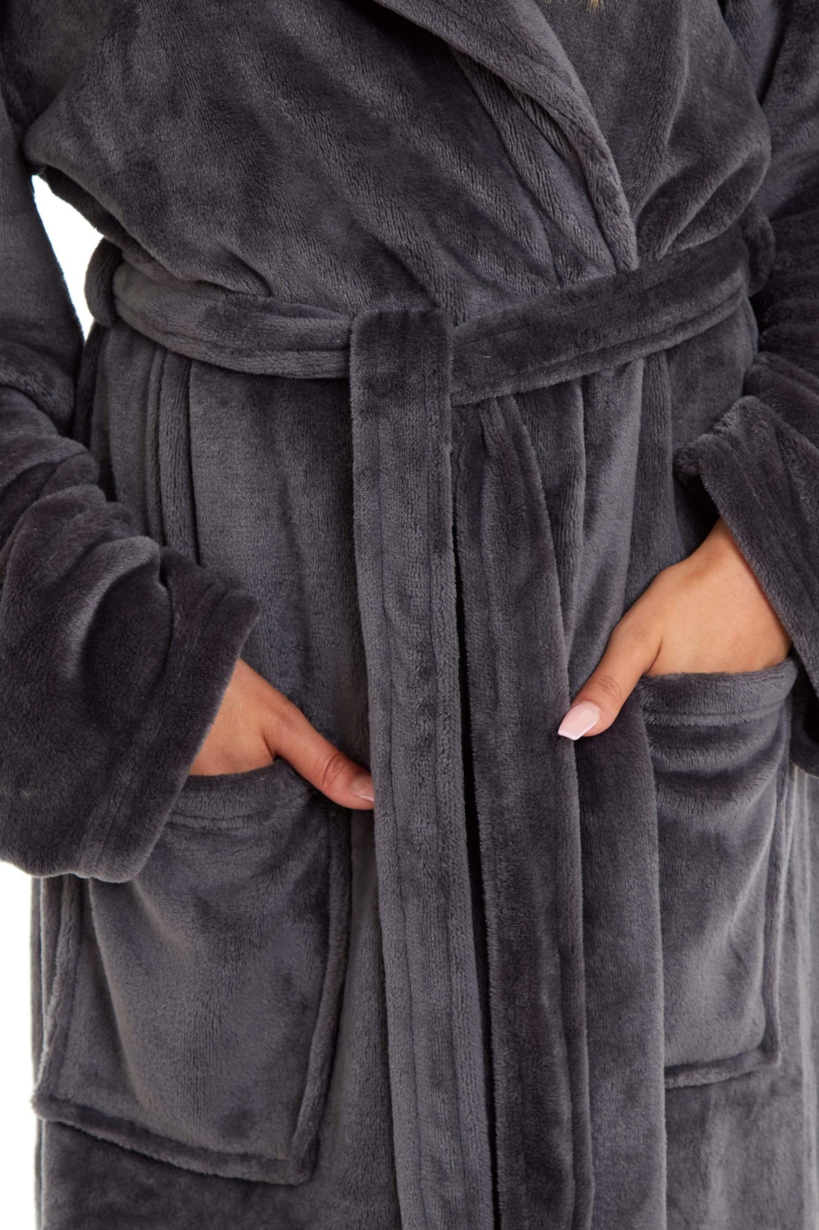 Women's Ultra-Soft Hooded Plush Fleece Dressing Gown Warm Velvet Bathrobe for Lounging and Relaxing in Winter by Daisy Dreamer Dressing Gown
