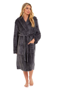 Women's Ultra-Soft Hooded Plush Fleece Dressing Gown Warm Velvet Bathrobe for Lounging and Relaxing in Winter by Daisy Dreamer Dressing Gown