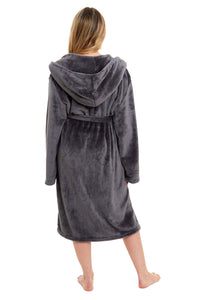 Women's Ultra-Soft Hooded Plush Fleece Dressing Gown Warm Velvet Bathrobe for Lounging and Relaxing in Winter by Daisy Dreamer Dressing Gown