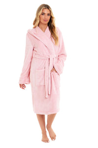 Women's Ultra-Soft Hooded Plush Fleece Dressing Gown Warm Velvet Bathrobe for Lounging and Relaxing in Winter by Daisy Dreamer Dressing Gown