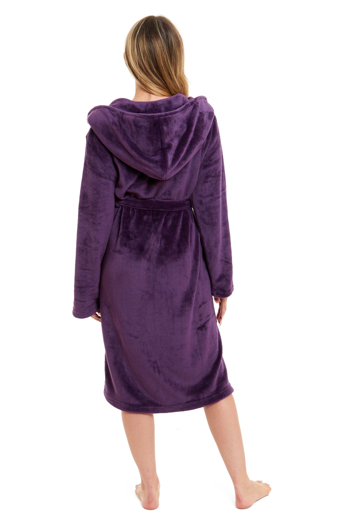 Women's Ultra-Soft Hooded Plush Fleece Dressing Gown Warm Velvet Bathrobe for Lounging and Relaxing in Winter by Daisy Dreamer Dressing Gown