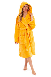 Women's Ultra-Soft Hooded Plush Fleece Dressing Gown Warm Velvet Bathrobe for Lounging and Relaxing in Winter by Daisy Dreamer Dressing Gown