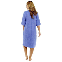 Women's Soft Fluffy Terry Towelling Zip Through Bathrobe 100 Percent Cotton Ultra Absorbent Post-Bath Lounge Wear UK Sizes 8-22 by Daisy Dreamer Dressing Gown