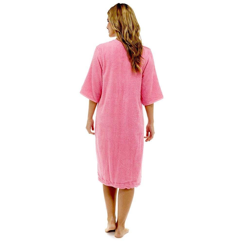 Women's Soft Fluffy Terry Towelling Zip Through Bathrobe 100 Percent Cotton Ultra Absorbent Post-Bath Lounge Wear UK Sizes 8-22 by Daisy Dreamer Dressing Gown