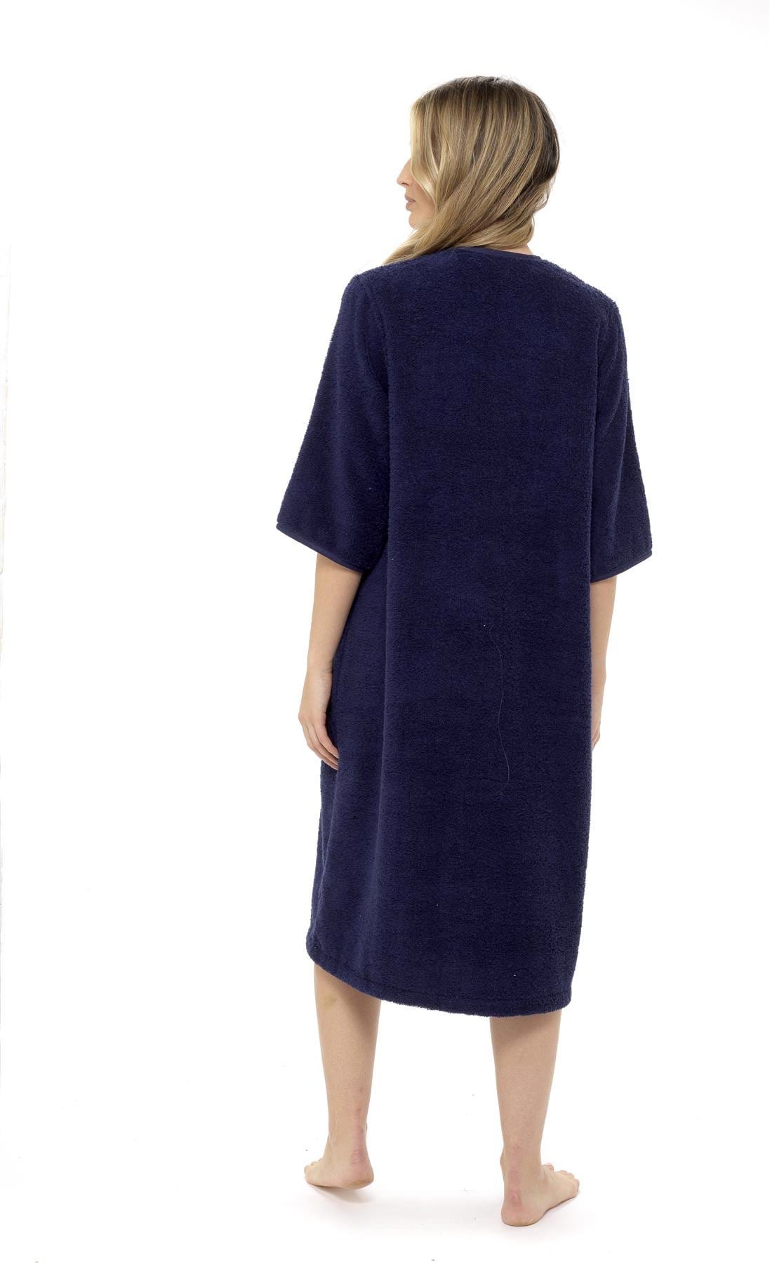 Women's Soft Fluffy Terry Towelling Zip Through Bathrobe 100 Percent Cotton Ultra Absorbent Post-Bath Lounge Wear UK Sizes 8-22 by Daisy Dreamer Dressing Gown