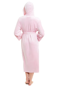 Women's Luxurious Velour Hooded Bathrobe Soft Touch Stretch Loungewear Elegant Comfort by Daisy Dreamer Dressing Gown