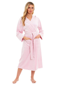 Women's Luxurious Velour Hooded Bathrobe Soft Touch Stretch Loungewear Elegant Comfort by Daisy Dreamer Dressing Gown