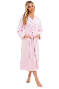 Women's Luxurious Velour Hooded Bathrobe Soft Touch Stretch Loungewear Elegant Comfort by Daisy Dreamer Dressing Gown