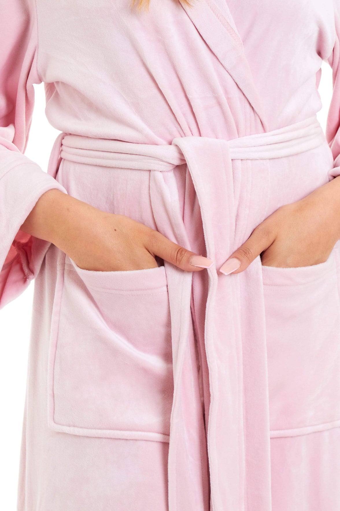 Women's Luxurious Velour Hooded Bathrobe Soft Touch Stretch Loungewear Elegant Comfort by Daisy Dreamer Dressing Gown