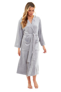 Women's Luxurious Velour Hooded Bathrobe Soft Touch Stretch Loungewear Elegant Comfort by Daisy Dreamer Dressing Gown