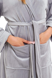Women's Luxurious Velour Hooded Bathrobe Soft Touch Stretch Loungewear Elegant Comfort by Daisy Dreamer Dressing Gown