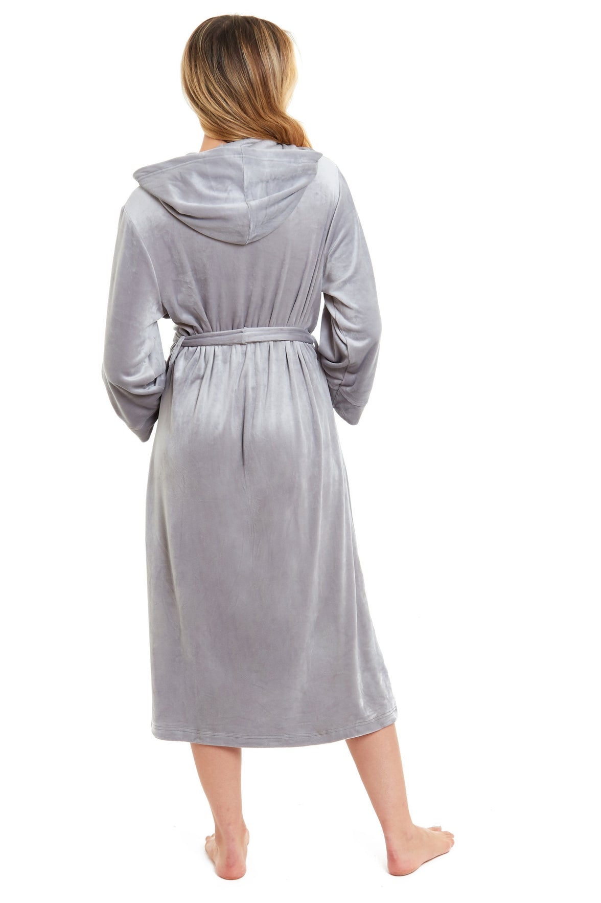 Women's Luxurious Velour Hooded Bathrobe Soft Touch Stretch Loungewear Elegant Comfort by Daisy Dreamer Dressing Gown